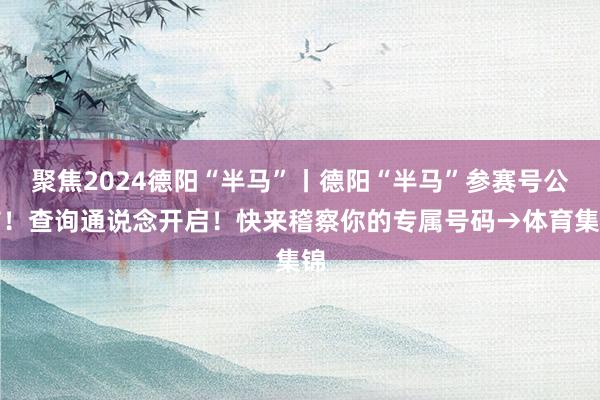 聚焦2024德阳“半马”丨德阳“半马”参赛号公布！查询通说念开启！快来稽察你的专属号码→体育集锦